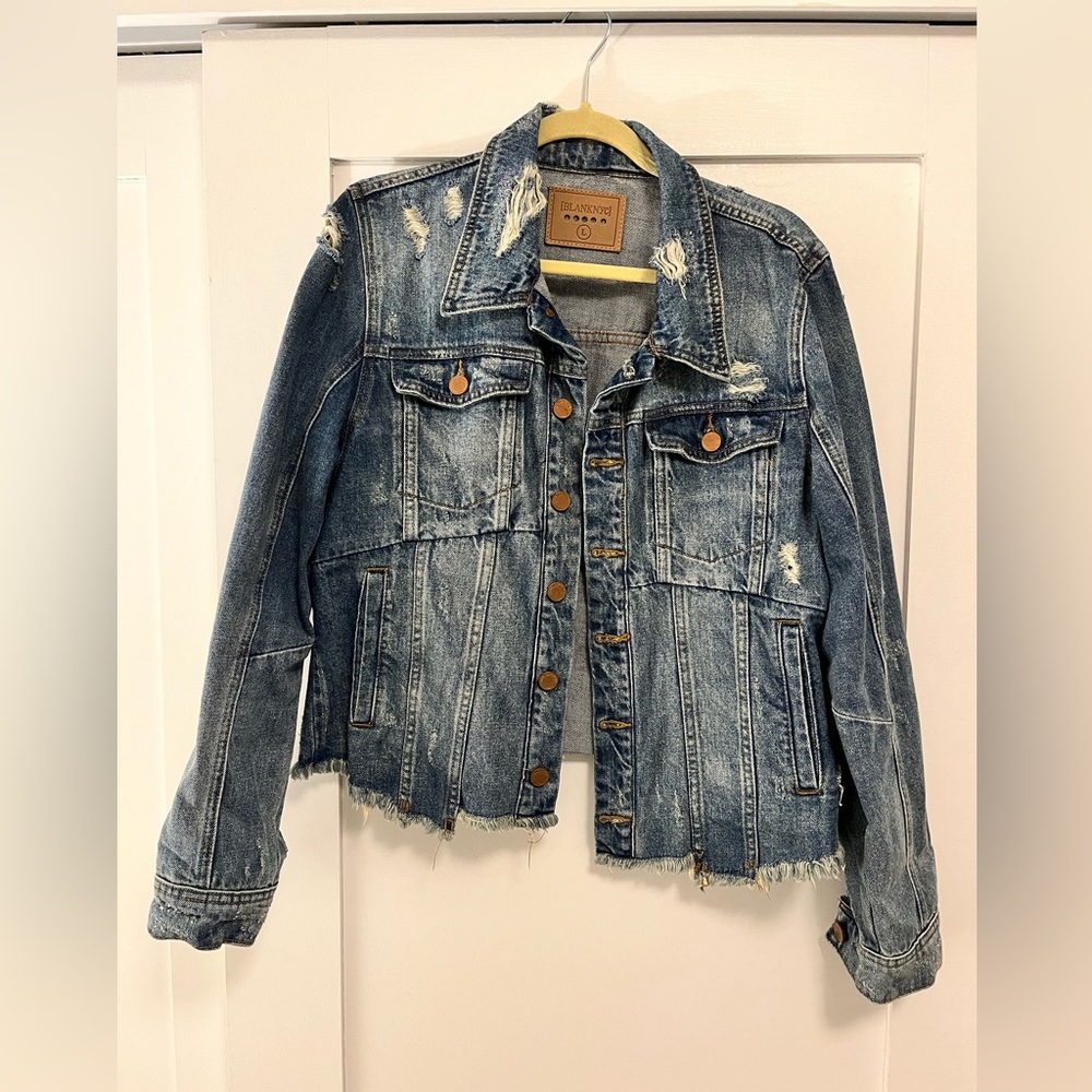 Blank NYC cropped distressed denim jacket